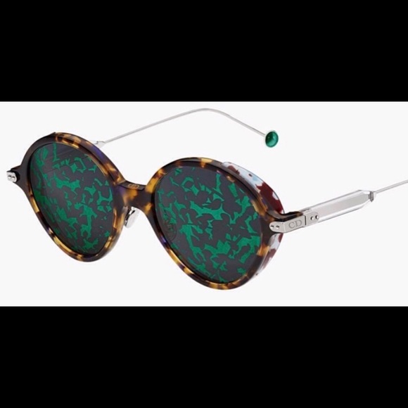 DIOR 2023 FASHION FORWARD COLOR IS  “GREEN” RUNWAY FOLIAGE ROUND SUNGLASSES - Picture 11 of 16